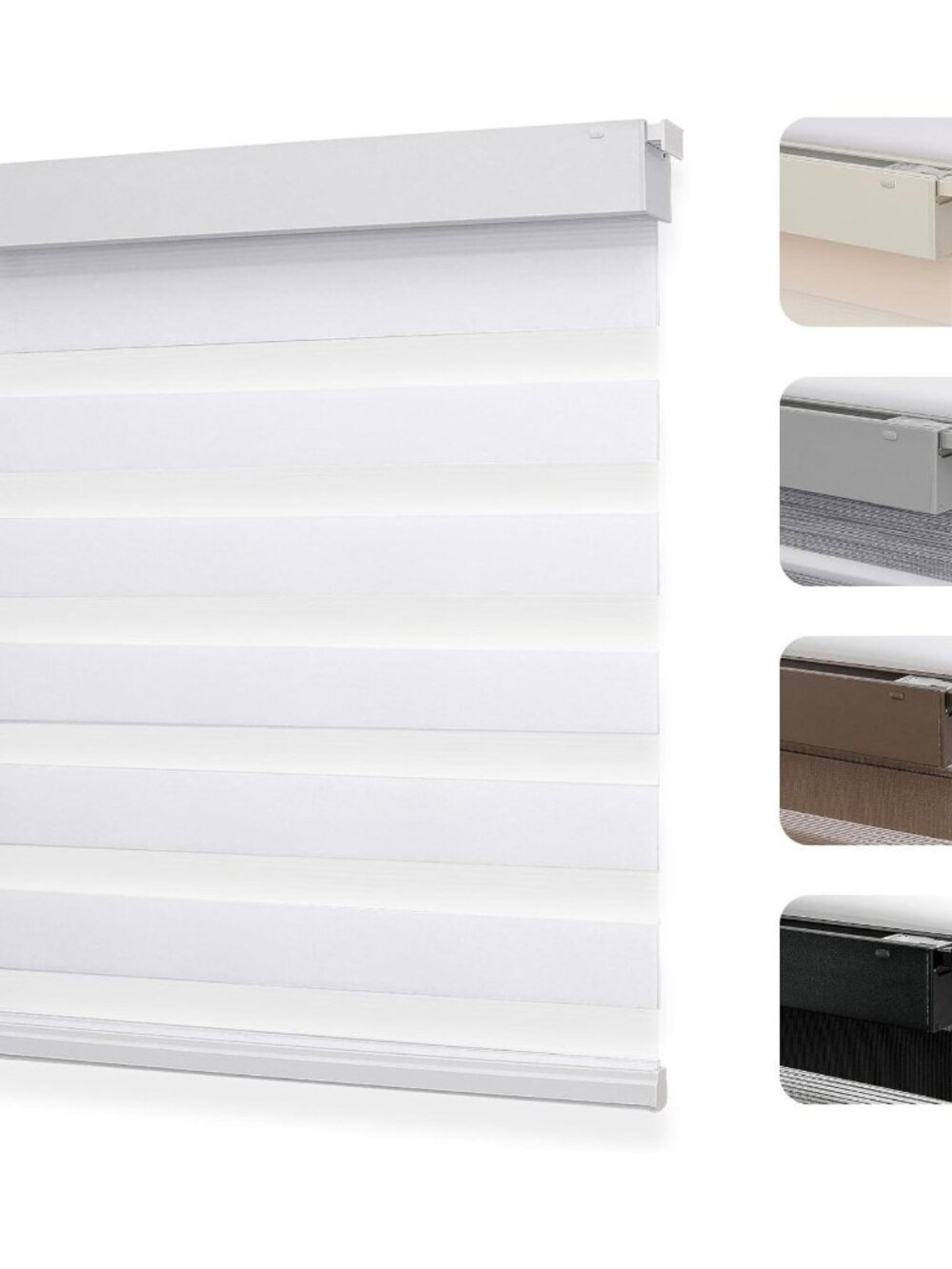 Joydeco Zebra Roller Shades Cordless No Drill 27"W x 75"H White
